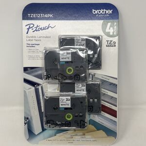 Brother P-Touch Label Tapes TZE12314PK (4-Pack) 3 White / 1 Clear